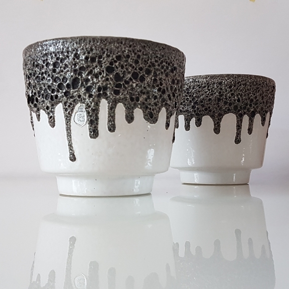 Pair of Emons & Sohne: es keramik vintage lava glaze planters circa 1960s - Picture 2 of 16